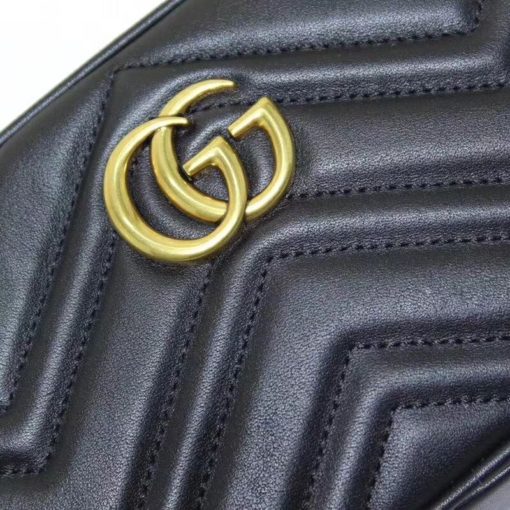 GUCCI 'Marmont' Belt Bag. Original Quality Bag including gift box, care book, dust bag, authenticity card. Part of the GG Marmont line, the belt bag was presented for the first time by Alessandro Michele in the Pre-Fall 2017 collection. It has a sportswear-inspired rounded shape with a leather belt which is designed so the bag can be worn high on the waist. It features the recognizable Double G detail-an archival play on the Running G. | CRIS&COCO Authentic Quality bags and Accessories