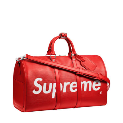 LOUIS VUITTON X SUPREME. Original Quality Bag including gift box, care book, dust bag, authenticity card. Epi leather, introduced 1985, became the first permanent leather collection of Louis Vuitton, and is tanned with plant extracts before dying. The process allows for colors as vibrant as this shade of red to stand out. Introduced in 1930, the Louis Vuitton Keepall was one of the first bags ever made by Louis Vuitton that is still in production today. Supreme debuted in 1994,140 years after Louis Vuitton was founded in Paris. Louis Vuitton’s collaboration with Supreme, dubbed the “coolest streetwear brand in the world right now” by GQ, was first shown at Paris Men’s Fashion Week in January 2017. Both stylish and practical, the Louis Vuitton x Supreme Keepall Bandouliere 45 is the perfect personification of classic LV and the highly sought after Supreme brand of cool. | CRIS&COCO Authentic Quality bags and Accessories