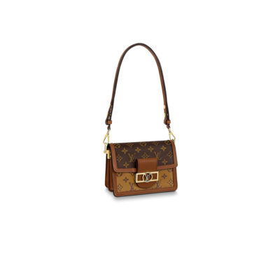 LOUS VUITTON Dauphine MM Shoulder Bag. Original Quality Bag. Authentic Style. Genuine Calf Leather. Metal Hardware. Authentic Packaging. Original Quality Dust Bag. For Spring-Summer 2019 Nicolas Ghesquière unveils a new must-have: the Dauphine Mini handbag. This adorable compact model is crafted from Monogram and Monogram Reverse canvas, trimmed with smooth tan calfskin. The high-shine LV lock and leather smart strap add a modern twist to this signature piece, which is perfectly sized for day-to-evening wear. | CRIS&COCO | High Quality Designer Handbags