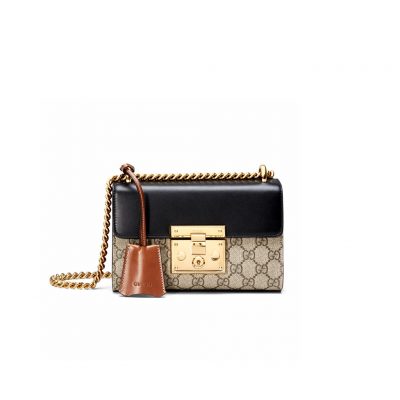 GUCCI Padlock GG Shoulder Bag. Original Quality Bag with literature, dust bag, gift box, and authenticity card. Crafted from smooth calf leather and the label's iconic GG-printed canvas, the Padlock shoulder bag from Gucci is an investment piece that will prove its worth. The bag is given a classic, glamorous finish with gold-tone hardware for the ultimate sophisticated touch. Carry it over your shoulder as a crossbody or in the crook of your arm. | CRIS&COCO Authentic Quality bags and Accessories