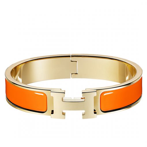 HERMÈS Clic H Bracelet. Narrow bracelet in enamel with gold plated hardware. Authentic quality bracelet with gift box, literature, authenticity card.| Cris and Coco authentic quality designer bags and luxury accessories