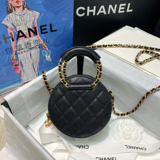 CHANEL Round Chain Clutch. AAA Quality Clutch including gift box, literature, dust bag, authenticity card. The little-noticed round clutch with chain. It’s neat, sweet and petite. Some might call it more of a coin purse or an accessory for your purse. An iPhone likely won’t fit and forget about any plus size device. But if your needs are little, it certainly can hold a credit card, some cash and lipstick. | CRIS&COCO Authentic Quality Designer Bag and Luxury Accessories