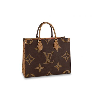 LOUIS VUITTON Onthego MM. Original Quality Bag including gift box, care book, dust bag, authenticity card. The name says it all: Onthego MM takes care of business or shopping, with plenty of room for a busy woman’s essentials. With classic Monogram canvas on one side and Monogram Reverse on the other, it is virtually two bags in one. Twin Toron top handles and two shoulder straps offer several different carry styles, for extra versatility. | CRIS&COCO Authentic Quality Designer Bags and Luxury Accessories