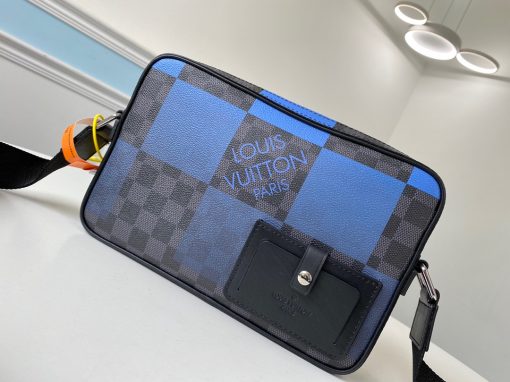 LOUIS VUITTON Alpha Messenger. Original Quality Bag including gift box, care book, dust bag, authenticity card. Compact and stylish, the Alpha Messenger is the modern way to keep personal items close at hand. This new version features a fresh take on Louis Vuitton’s iconic Damier Graphite pattern, a “Giant” variation in graduated shades of bold, colorful orange. And with its comfortable strap, it’s a breeze to carry. | CRIS&COCO Authentic Quality Designer Bags and Luxury Accessories