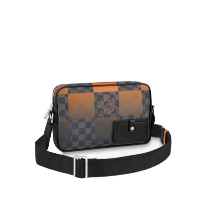 LOUIS VUITTON Alpha Messenger. Original Quality Bag including gift box, care book, dust bag, authenticity card. Compact and stylish, the Alpha Messenger is the modern way to keep personal items close at hand. This new version features a fresh take on Louis Vuitton’s iconic Damier Graphite pattern, a “Giant” variation in graduated shades of bold, colorful orange. And with its comfortable strap, it’s a breeze to carry. | CRIS&COCO Authentic Quality Designer Bags and Luxury Accessories