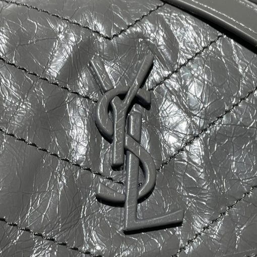 SAINT LAURENT Niki Baby in Crinkled Vintage Leather. Original Quality Bag including gift box, care book, dust bag, authenticity card. This bag is much more than a shoulder bag. It’s practical, elegant and modern. The chain really adds a nice finishing touch to it. The center comes with the signature YSL logo, which makes the bag very classy. The crinkled leather is eye-catching and creates a nice texture for the luxury experience. SAINT LAURENT monogram bag featuring a relaxed shape, a rectangular body, a quilted effect, a fold over top with magnetic closure, a front logo plaque, a main internal compartment, an internal zipped pocket, a front slip pocket and a leather convertible shoulder strap. | CRIS&COCO Authentic Quality Designer Bags and Luxury Accessories