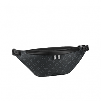 LOUIS VUITTON Discovery Bum Bag. Combining casual sophistication with contemporary practicality, the Discovery Bumbag is the perfect city companion. It is fashioned from Monogram Eclipse canvas/Monogram Shadow leather and adorned with zipped pockets on the front and back for easy access. With its adjustable belt and body-friendly design, it can be worn stylishly slung across the chest, draped over the shoulder or simply strapped around the waist.| CRIS&COCO Authentic Quality Designer Bags and Luxury Accessories