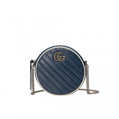 GUCCI GG Marmont Mini Leather Round Shoulder Bag. This Gucci GG Marmont mini round shoulder bag certainly seems to fit the bill! Mini bags are hot this season and we could be more supportive of this trend. This bag from Gucci is only for essentials, the phone will be on your hands, the credit card in your pocket and your lipstick have a 24-hour duration. Crafted from plain/quilted leather, this fun-size accessory has a chain and leather shoulder strap and is adorned with the signature metal GG logo. All the best things come in small packages. Featuring a top zip fastening and gold-tone/silver-tone hardware.| CRIS&COCO Authentic Quality Designer Bags and Luxury Accessories