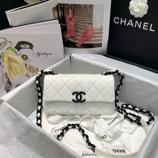 CHANEL Lacquered Logo Small Flap Bag