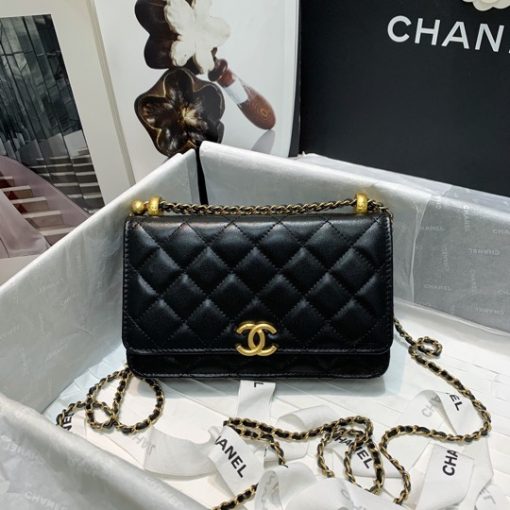 CHANEL Wallet on Chain with Golden Eyelets.