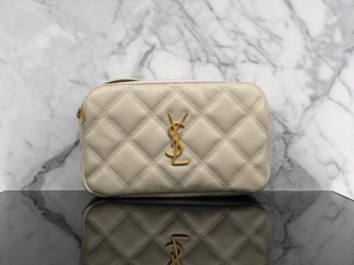 SAINT LAURENT Becky Double-Zip Pouch in Quilted Leather.