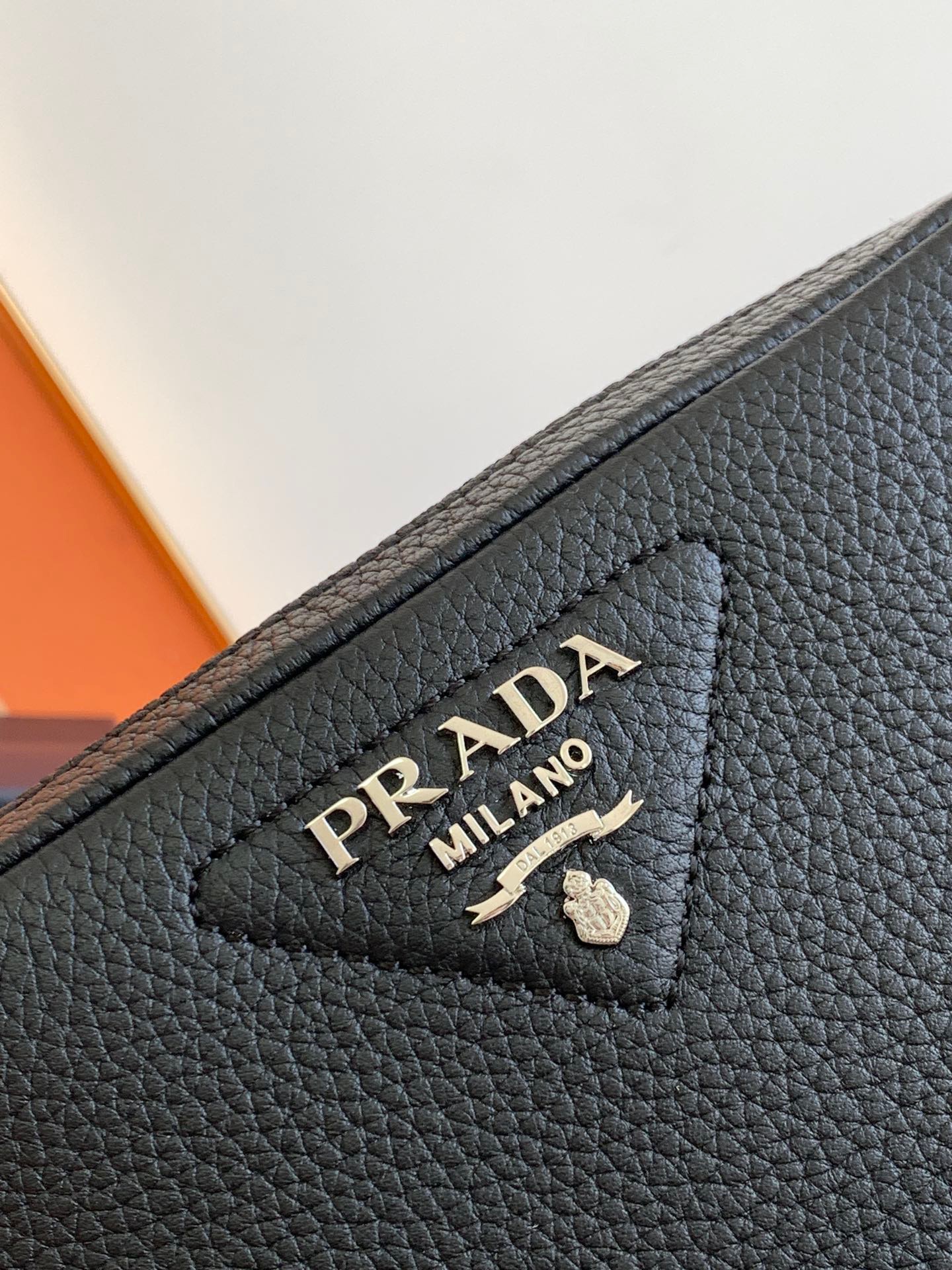 Prada Saffiano Leather Wallet With Wristlet Strap in Black