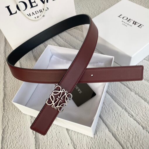 LOEWE Anagram Belt. Original Quality Belt including gift box, care book, dust bag, authenticity card. This belt is crafted in smooth calfskin with a LOEWE Anagram buckle. The label’s now-iconic Anagram – rendered in gleaming golden/silver/black tone metal – takes no lesser pride of place, though. Originally designed in 1970 in homage to the label’s founder and refreshed when Jw Anderson took over the reins, it’s an icon that points to the past and future at once.  | CRIS&COCO Authentic Quality Designer Bag and Luxury Accessories