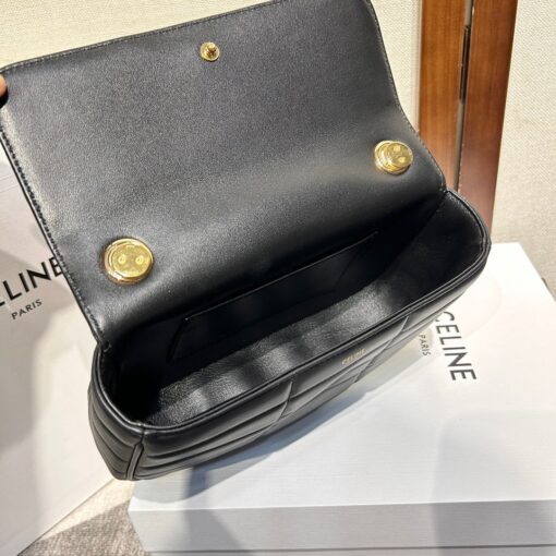 CELINE Matelasse Monochrome Chain Shoulder Bag. Original Quality Bag including gift box, care book, dust bag, authenticity card. This shoulder bag is enwrapped with a fresh graphic goatskin quilting and metal lettering in the monochrome Celine logo, adorned with an oversized chain strap, allowing the bag to be worn cross-body depending on the desires of the wearer. | CRIS&COCO Authentic Quality Designer Bag and Luxury Accessories