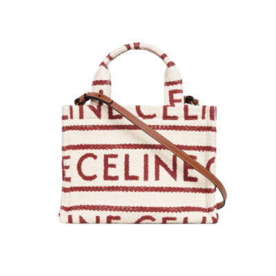 CELINE Small Cabas Thais In Textile. Original Quality Bag including gift box, care book, dust bag, authenticity card. Introducing a new Celine print, called ‘All Over’. These bags are adorned with the house’s logo all over the bag. They’re partly crafted from textile and calfskin. | CRIS&COCO Authentic Quality Designer Bag and Luxury Accessories