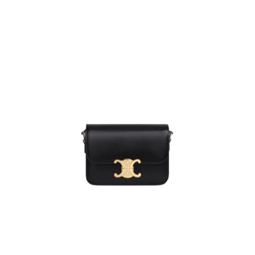 CELINE Teen Triomphe. High-End Quality Bag including gift box, care book, dust bag, authenticity card. In 2018, Hedi Slimane released the original Triomphe to much acclaim. Since then, the stylish purse has been spotted on the arms of celebrities and fashion insiders across the world. With its smooth leather exteriors and minimalistic hardware, the crossbody design reconciles fashion and function, featuring Celine's signature golden Triomphe logo fastener. It has attracted the attention of bag collectors and fashion historians alike for its sophisticated yet simple design. This classic piece has inspired a series of spinoffs, proving its timelessness and forever cementing the Triomphe as a fashion icon. | CRIS AND COCO Authentic Quality Luxury Accessories