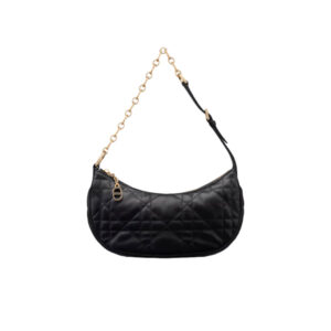 CD Lounge Bag- Where Modern Aesthetics Meet Couture Spirit.  Introducing a fresh addition for the Summer 2023 season, the CD Lounge bag effortlessly embodies a contemporary allure while exuding the quintessential couture essence of Dior. Meticulously fashioned from luxurious black lambskin, this exquisite creation is elevated by the intricate Macrocannage topstitching. The bag's distinct charm lies in its versatile design, featuring an interplay of alternating gold-finish metal and harmoniously matched tonal enamel links, composing the signature chain. This chain, artfully designed, grants the wearer the freedom to elegantly drape it over the shoulder or carry it gracefully by hand, all thanks to its ingeniously foldable structure. | CRIS&COCO Authentic Quality Designer Bags and Luxury Accessories