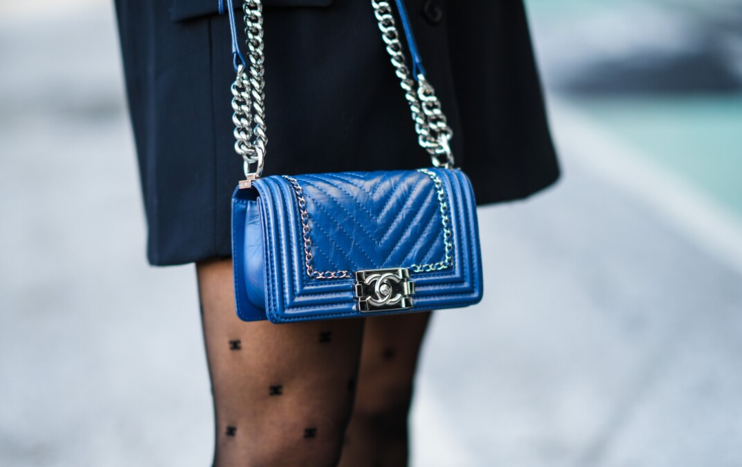 CHANEL Boy Bag in royal blue lambskin with silver chain