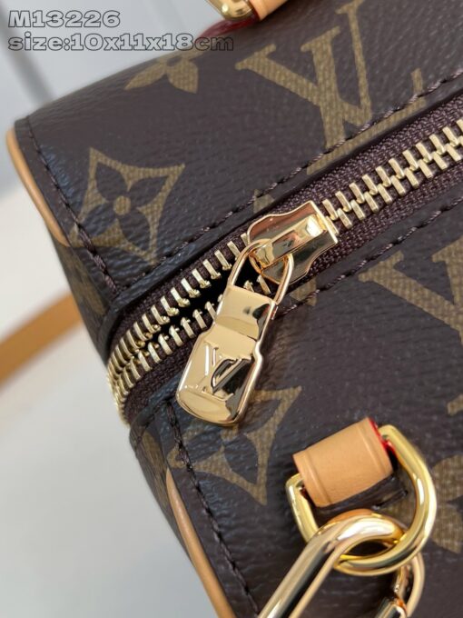Nano Speedy Dating. Authentic quality luxury bag crafted in genuine leather comes with authenticity card, dust bag and gift bag. Love at First Carry — Your Valentine’s Day Crush. Meet the Nano Speedy Dating—a limited-edition charmer made for Valentine’s Day. Designed to spark instant love, this mini bag is crafted from LV’s iconic Monogram coated canvas, accented with rich cowhide leather and gleaming gold-tone hardware. Its playful silhouette holds just the essentials, perfect for a romantic day out or a stylish everyday moment. Whether worn cross-body or carried by hand, the Nano Speedy Dating is the sweetest way to say je t’aime—to someone special or yourself.