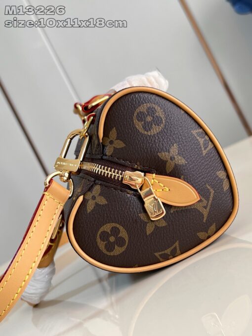 Nano Speedy Dating. Authentic quality luxury bag crafted in genuine leather comes with authenticity card, dust bag and gift bag. Love at First Carry — Your Valentine’s Day Crush. Meet the Nano Speedy Dating—a limited-edition charmer made for Valentine’s Day. Designed to spark instant love, this mini bag is crafted from LV’s iconic Monogram coated canvas, accented with rich cowhide leather and gleaming gold-tone hardware. Its playful silhouette holds just the essentials, perfect for a romantic day out or a stylish everyday moment. Whether worn cross-body or carried by hand, the Nano Speedy Dating is the sweetest way to say je t’aime—to someone special or yourself.
