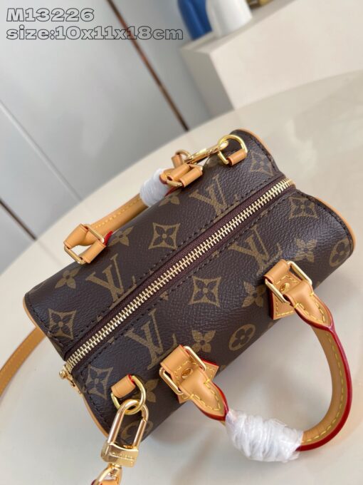 Nano Speedy Dating. Authentic quality luxury bag crafted in genuine leather comes with authenticity card, dust bag and gift bag. Love at First Carry — Your Valentine’s Day Crush. Meet the Nano Speedy Dating—a limited-edition charmer made for Valentine’s Day. Designed to spark instant love, this mini bag is crafted from LV’s iconic Monogram coated canvas, accented with rich cowhide leather and gleaming gold-tone hardware. Its playful silhouette holds just the essentials, perfect for a romantic day out or a stylish everyday moment. Whether worn cross-body or carried by hand, the Nano Speedy Dating is the sweetest way to say je t’aime—to someone special or yourself.