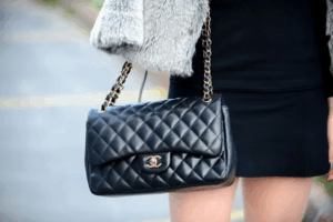 A comparison of a high-end BURBERRY bag next to a stylish replica version