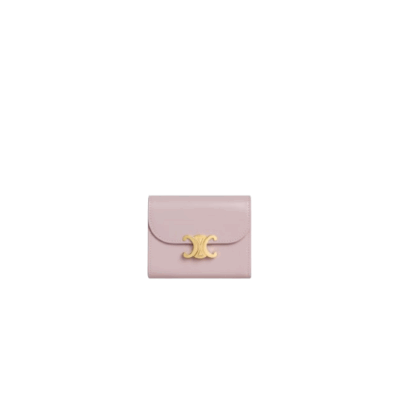 Small Flap Wallet Triomphe. Authentic quality luxury bag crafted in genuine leather comes with authenticity card, dust bag and gift bag. Small in Size, Grand in Style. Discover timeless sophistication in the palm of your hand with the *ELINE Small Flap Wallet TRIOMPHE in shiny calfskin. Meticulously crafted from luxurious leather, this compact beauty showcases the iconic Triomphe clasp in gold-tone metal, a refined nod to Parisian heritage. Despite its petite size, it opens to reveal smart compartments for cards, bills, and coins—proving that style never compromises function. Whether tucked into your favorite designer bag or carried solo for a night out, this wallet is your everyday dose of quiet luxury.