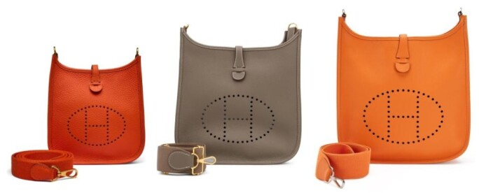A collection of stylish "H" logo bags in various colors, showcasing versatility and elegance.